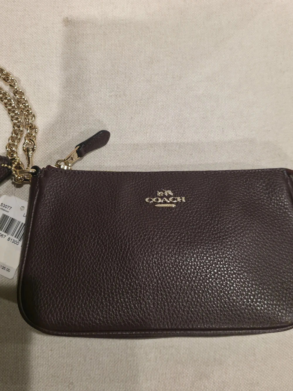 Coach Pebbled Leather Wristlet - Deep Burgundy